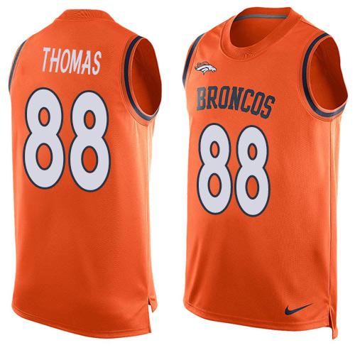 Nike Broncos #88 Demaryius Thomas Orange Team Color Men's Stitched NFL Limited Tank Top Jersey - Click Image to Close